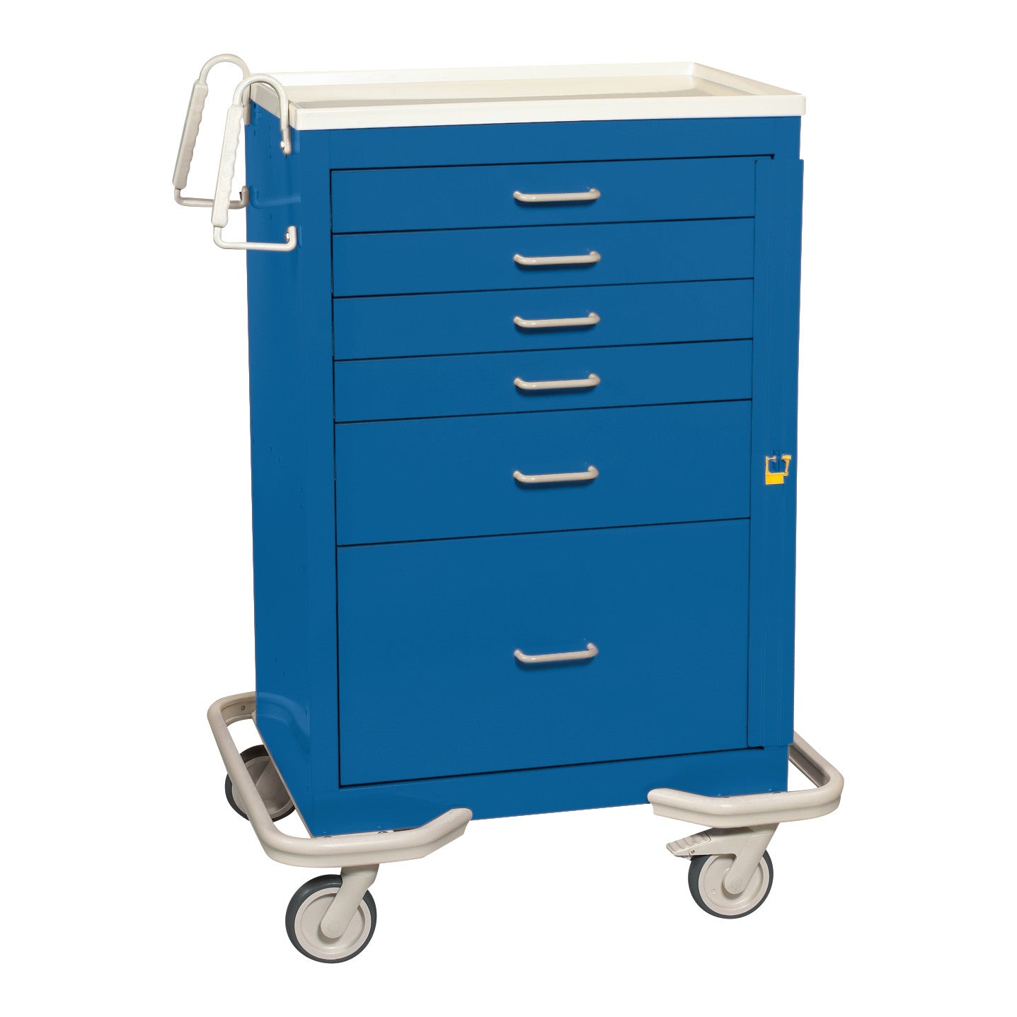 Standard Series 6-Drawer Emergency Cart, Breakaway Lock, Solid Dark Blue