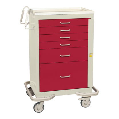 Standard Series 6-Drawer Emergency Cart, Breakaway Lock, Two-Tone Red