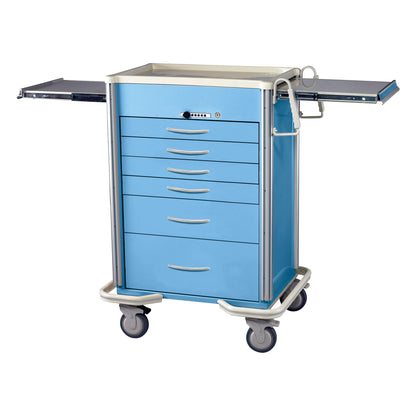 Select Series 6-Drawer Anesthesia/Procedure Cart, Push-Button Lock, 27" Drawer Space, Solid Slate Blue