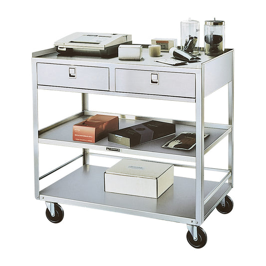 Equipment Stand, Stainless Steel, 2 Drawers, 3 Shelves, 36-3/8"W x 35"H x 20-1/8"D