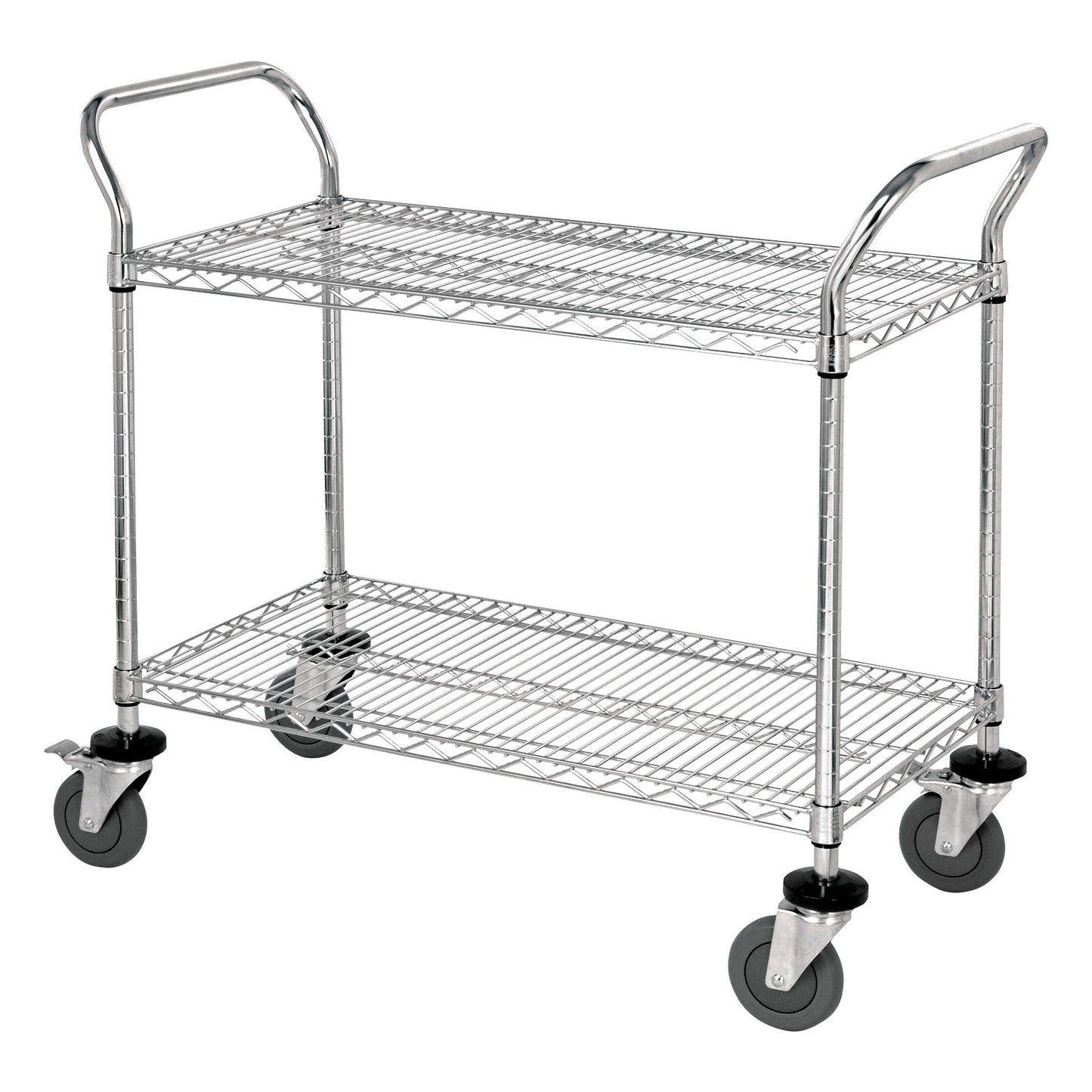 Wire Utility Cart, Stainless Steel, 2 Shelves, 48"W  x 37-1/2"H x 24"D