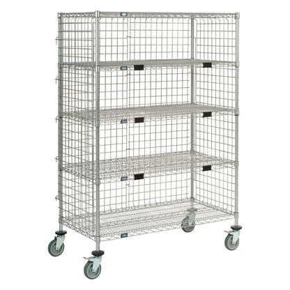 Exchange and Linen Transport Truck, Chrome, Enclosed, 5 Wire Shelves, 48"W x 69"H x 24"D, 800-lb. Capacity (Std Duty)
