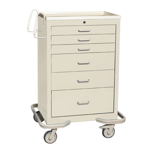 AliMed® Standard Series 6-Drawer Procedure Cart with Key Lock, Solid Beige