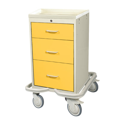 Mini Series 3-Drawer Isolation Tower Cart, Key Lock, Two-Tone Yellow