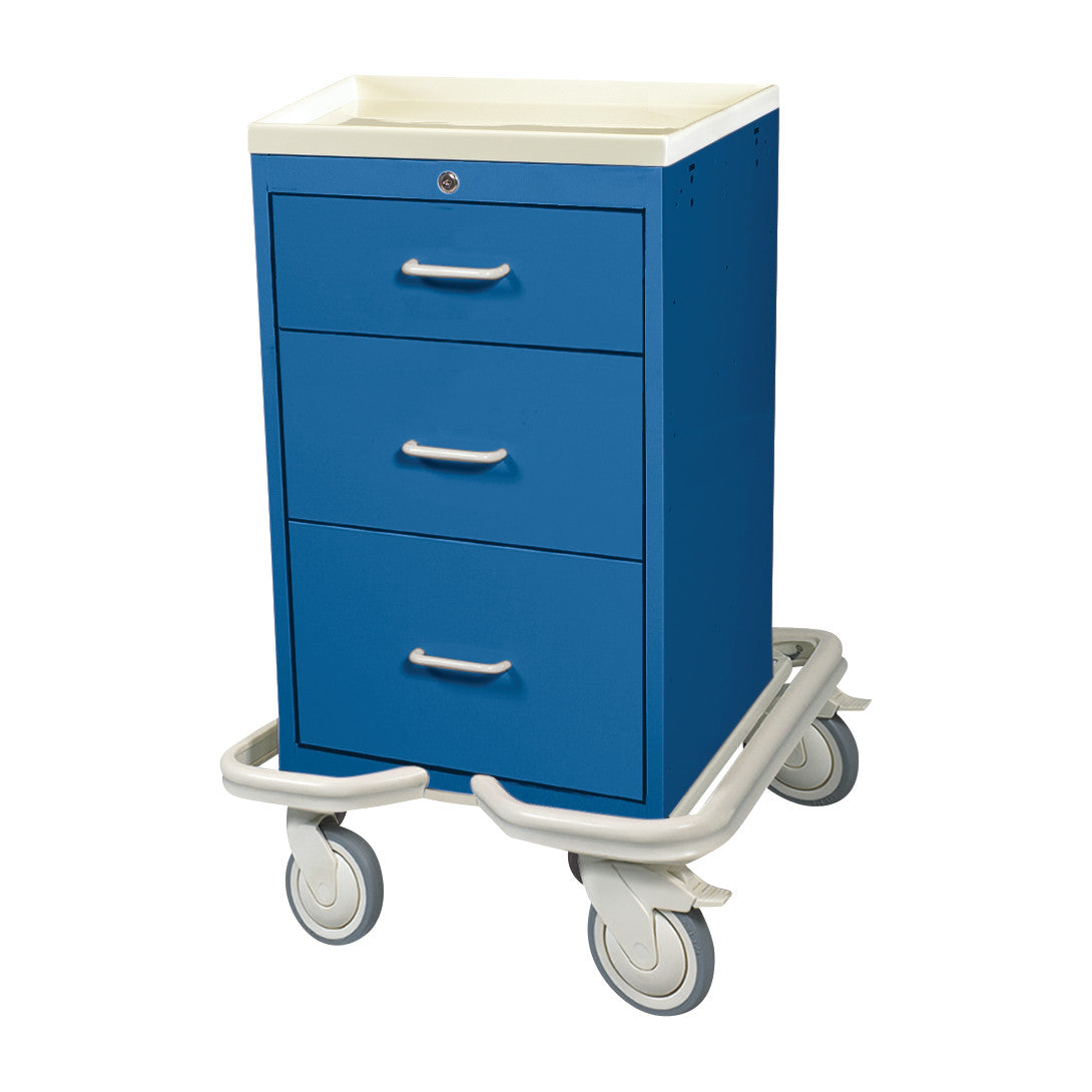 Mini Series 3-Drawer Isolation Tower Cart, Key Lock, Solid Dark Blue