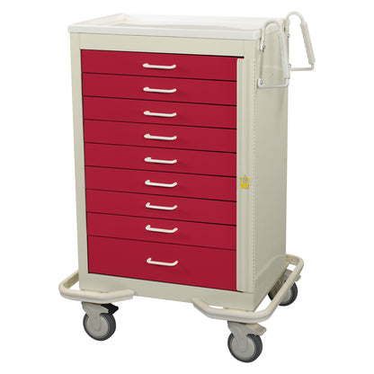 Standard Series 9-Drawer Emergency Cart, Breakaway Lock, Two-Tone Red