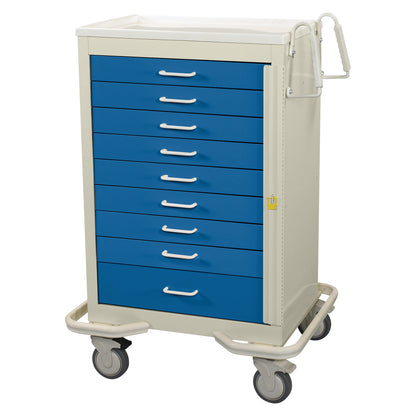 Standard Series 9-Drawer Emergency Cart, Breakaway Lock, Two-Tone Dark Blue