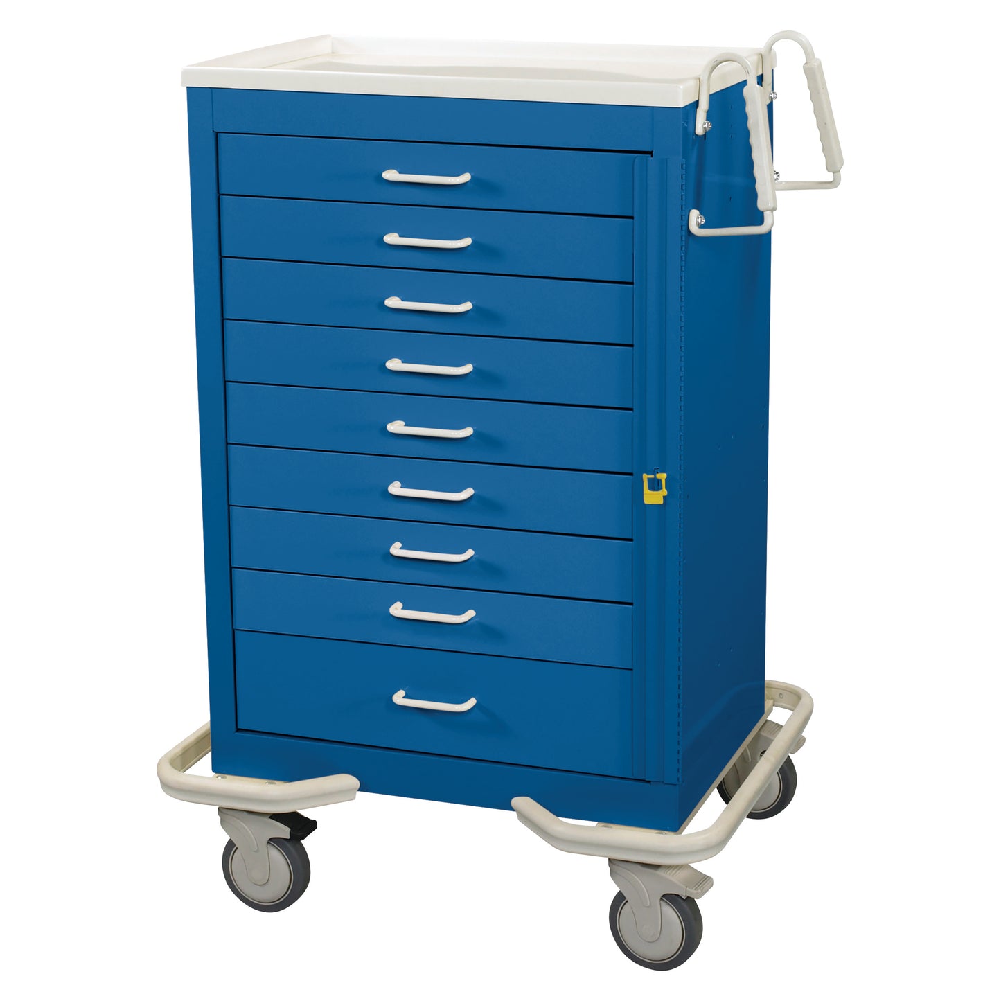 Standard Series 9-Drawer Emergency Cart, Breakaway Lock, Solid Dark Blue