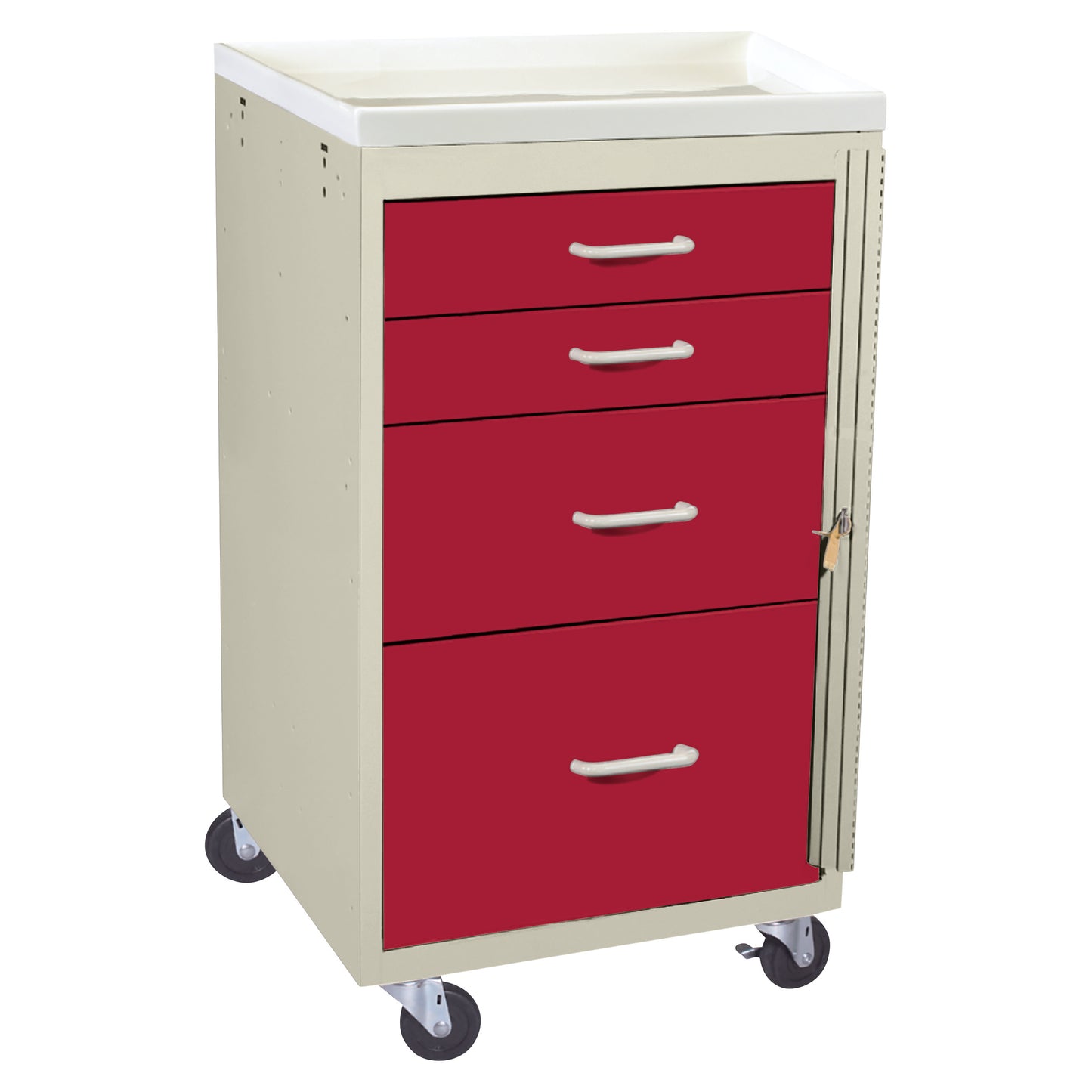 Mini Series 4-Drawer Emergency Cart, Breakaway Lock, Two-Tone Red