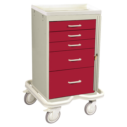 Mini Series 5-Drawer Emergency Tower Cart, Breakaway Lock, Two-Tone Red