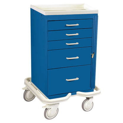 Mini Series 5-Drawer Emergency Tower Cart, Breakaway Lock, Solid Dark Blue