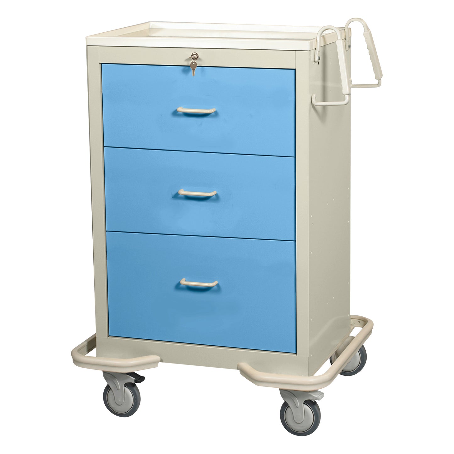 Standard Series 3-Drawer Isolation Cart, Key Lock, Two-Tone Slate Blue