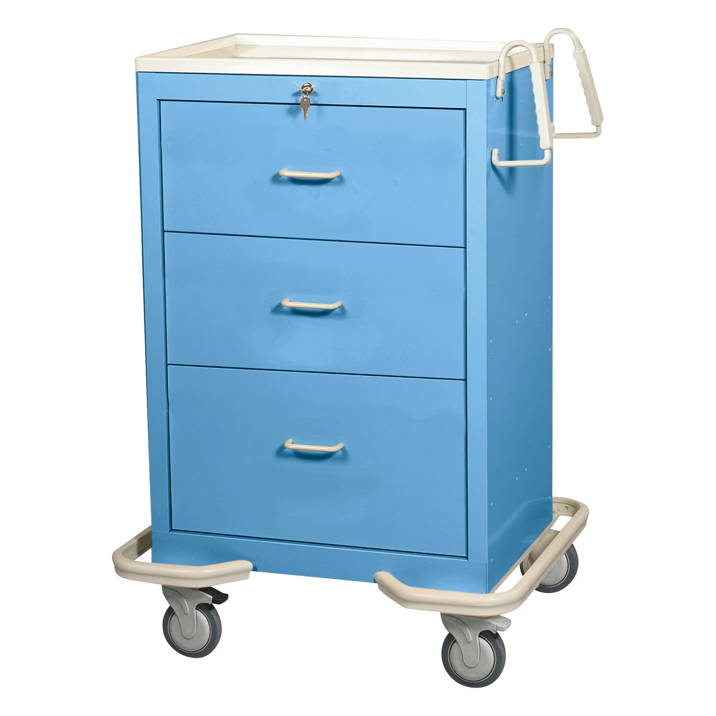 Standard Series 3-Drawer Isolation Cart, Key Lock, Solid Slate Blue