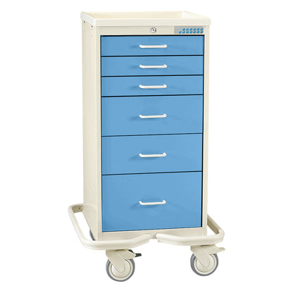 Mini Series 6-Drawer Anesthesia/Procedure Tower Cart, Electronic Lock, Two-Tone Slate Blue