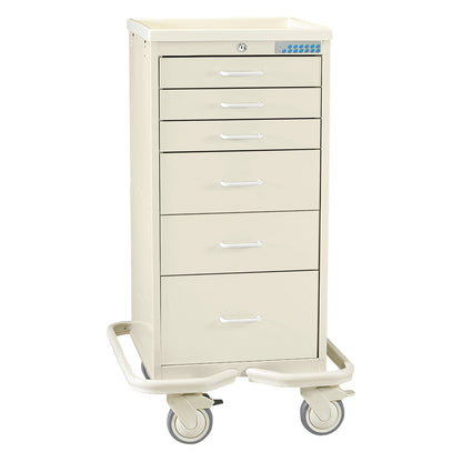 Mini Series 6-Drawer Anesthesia/Procedure Tower Cart, Electronic Lock, Two-Tone Beige