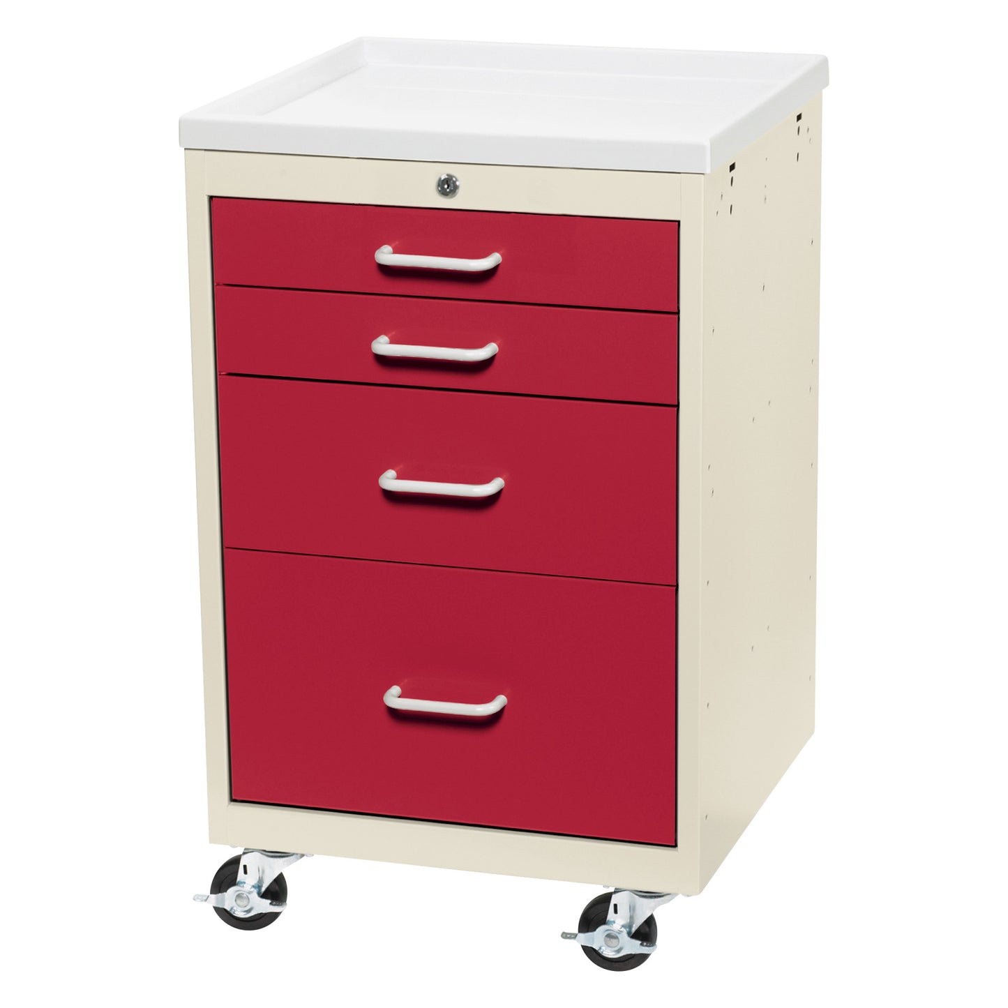 Mini Series 4-Drawer Anesthesia/Procedure Cart, Key Lock, Two-Tone Red