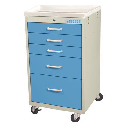 Mini Series 5-Drawer Anesthesia/Procedure Cart, Electronic Lock, Two-Tone Slate Blue