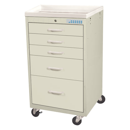 Mini Series 5-Drawer Anesthesia/Procedure Cart, Electronic Lock, Two-Tone Beige