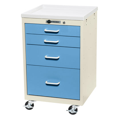 Mini Series 4-Drawer Anesthesia/Procedure Cart, Push-Button Lock, Two-Tone Slate Blue