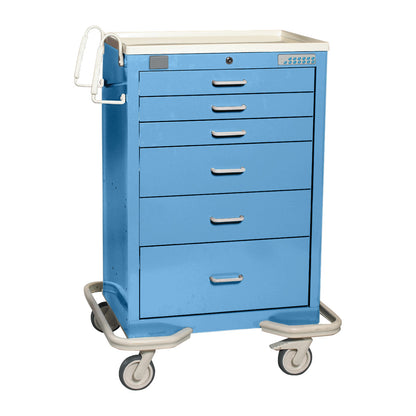 Standard Series 6-Drawer Anesthesia/Procedure Cart, Proximity Lock, 30" Drawer Space, Solid Slate Blue