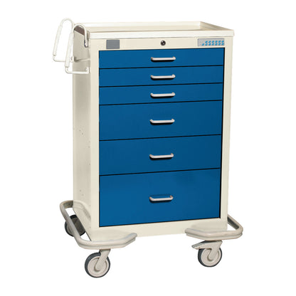 Standard Series 6-Drawer Anesthesia/Procedure Cart, Proximity Lock, 30" Drawer Space, Two-Tone Dark Blue