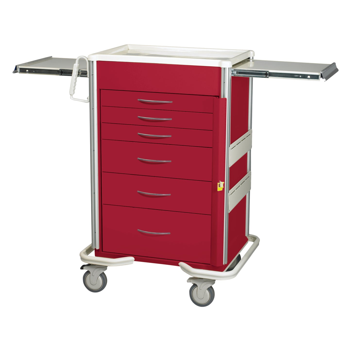 Select Series 6-Drawer Emergency Cart, Breakaway Lock, 30" Drawer Space, Solid Red