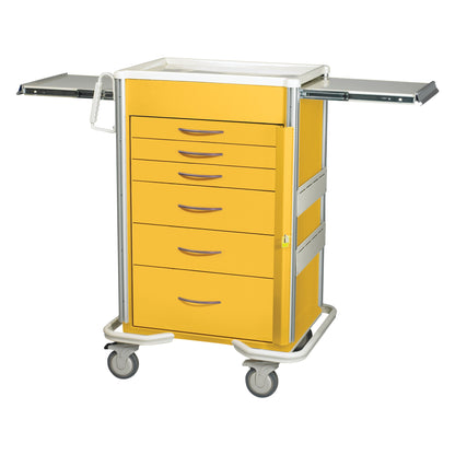 Select Series 6-Drawer Emergency Cart, Breakaway Lock, 30" Drawer Space, Solid Yellow