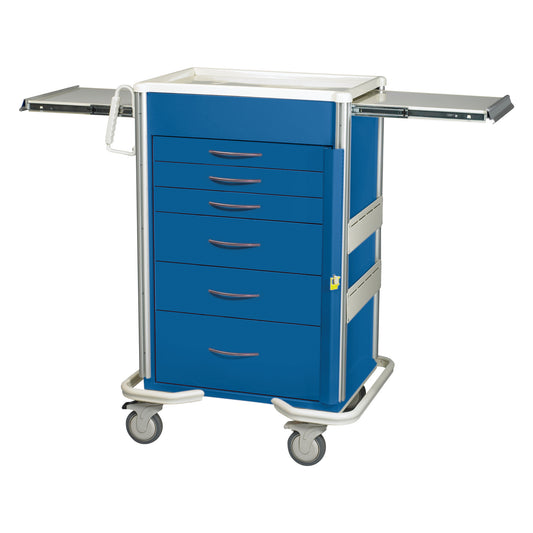 Select Series 6-Drawer Emergency Cart, Breakaway Lock, 30" Drawer Space, Solid Dark Blue