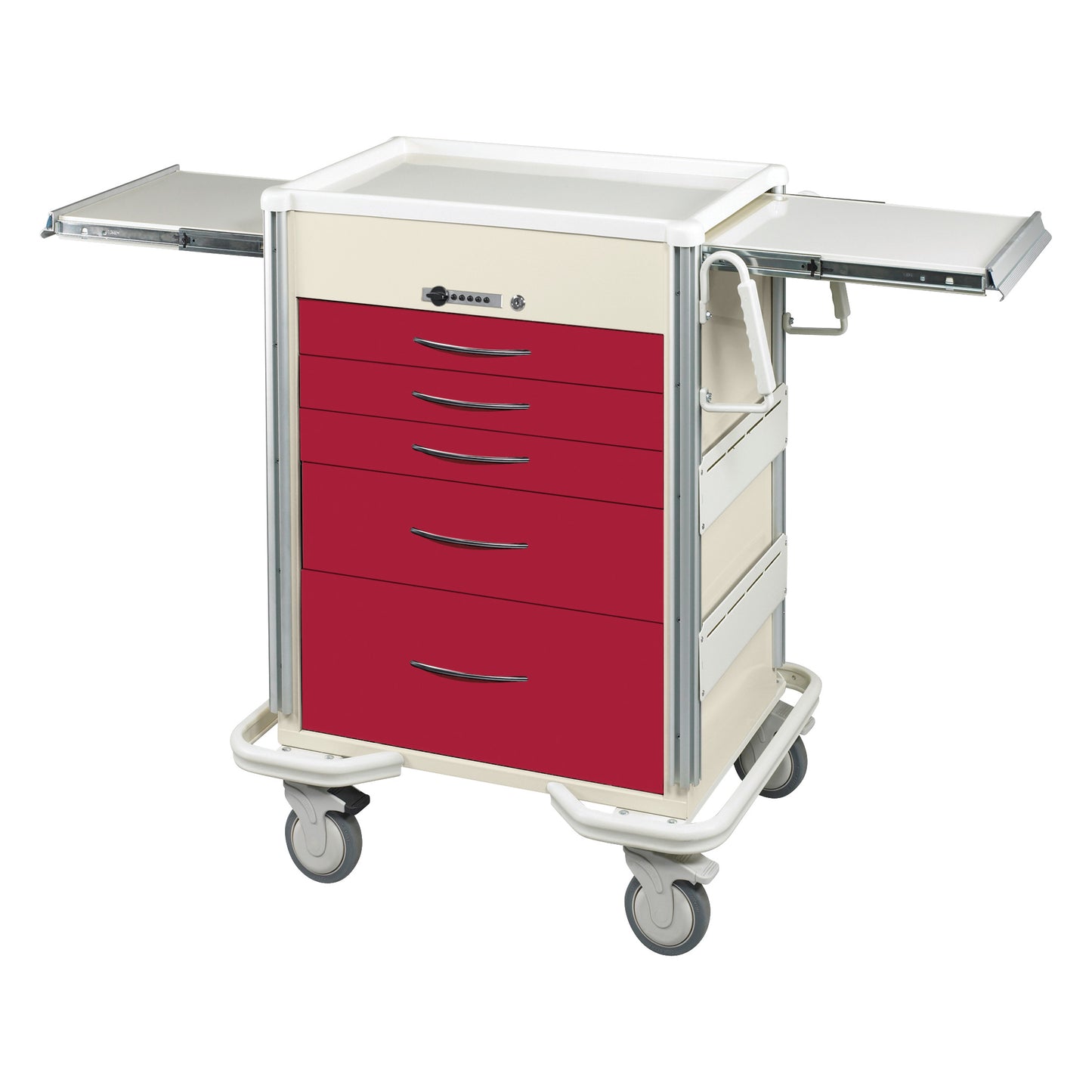 Select Series 5-Drawer Anesthesia/Procedure Cart, Push-Button Lock, Two-Tone Red