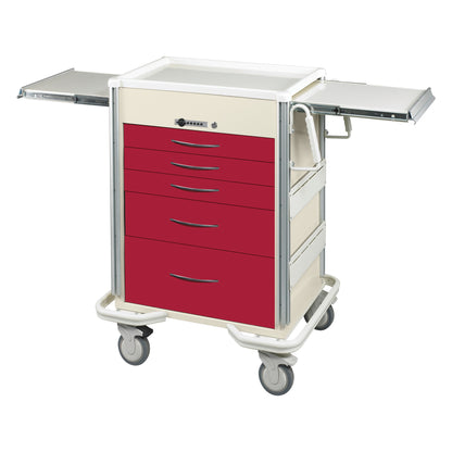 Select Series 5-Drawer Anesthesia/Procedure Cart, Push-Button Lock, Two-Tone Red
