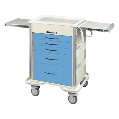 Select Series 5-Drawer Anesthesia/Procedure Cart, Push-Button Lock, Two-Tone Slate Blue