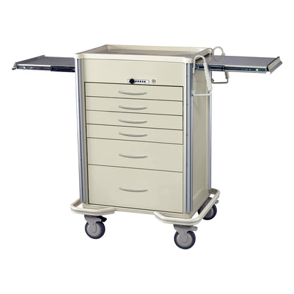 Select Series 6-Drawer Anesthesia/Procedure Cart, Push-Button Lock, 30" Drawer Space, Two-Tone Beige