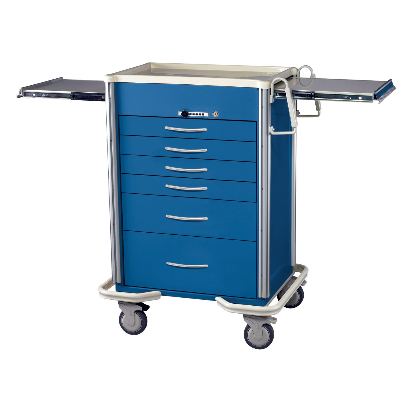 Select Series 6-Drawer Anesthesia/Procedure Cart, Push-Button Lock, 30" Drawer Space, Solid Dark Blue