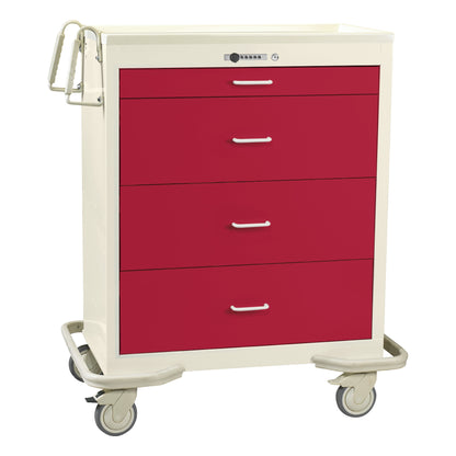 Wide Series 4-Drawer Isolation Cart, Push-Button Lock, Two-Tone Red