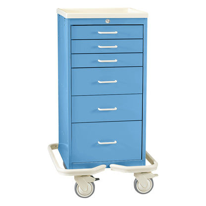 Mini Series 6-Drawer Anesthesia/Procedure Tower Cart, Key Lock, Solid Slate Blue