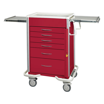 Select Series 6-Drawer Emergency Cart, Breakaway Lock, 27" Drawer Space, Solid Red