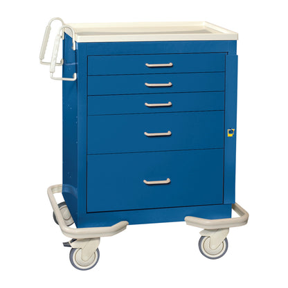 Standard Series 5-Drawer Emergency Cart, Breakaway Lock, Solid Dark Blue