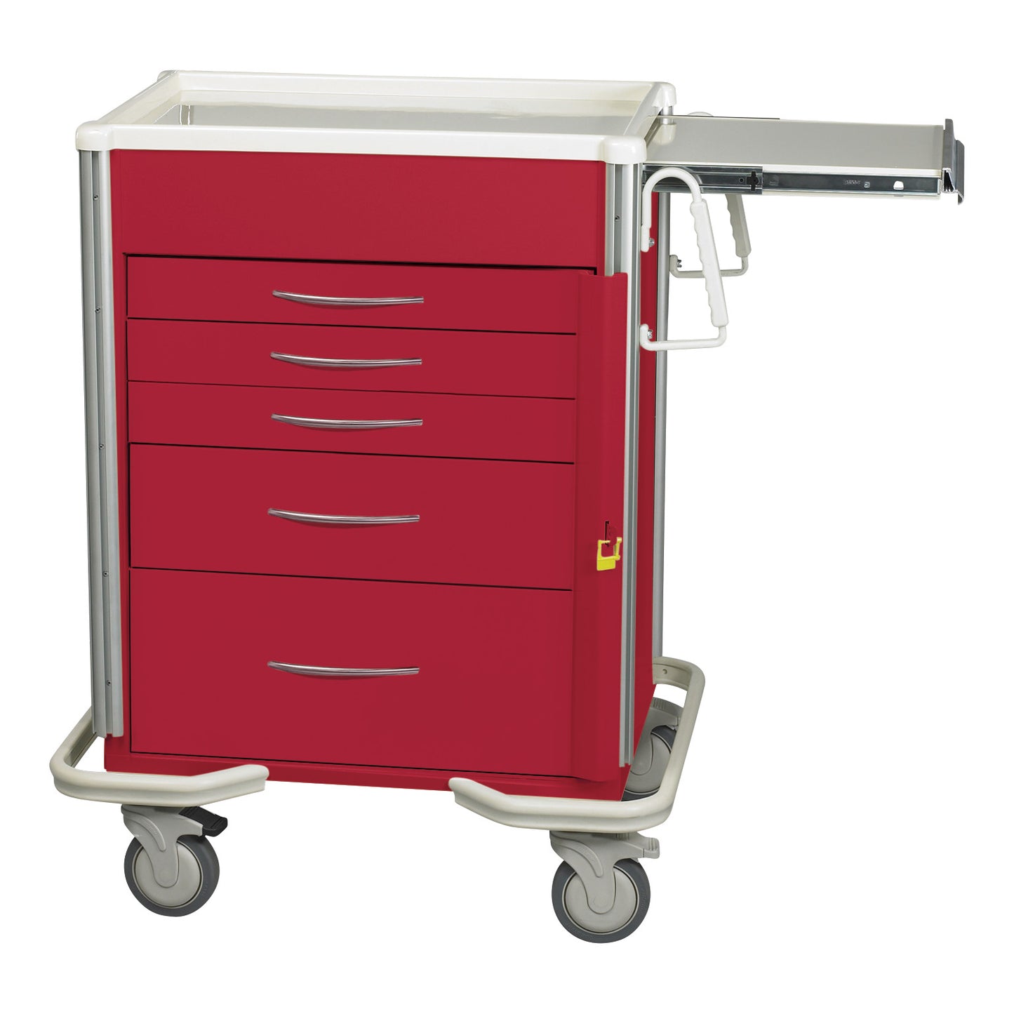 Select Series 5-Drawer Emergency Cart, Breakaway Lock, Solid Red