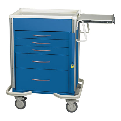 Select Series 5-Drawer Emergency Cart, Breakaway Lock, Solid Dark Blue