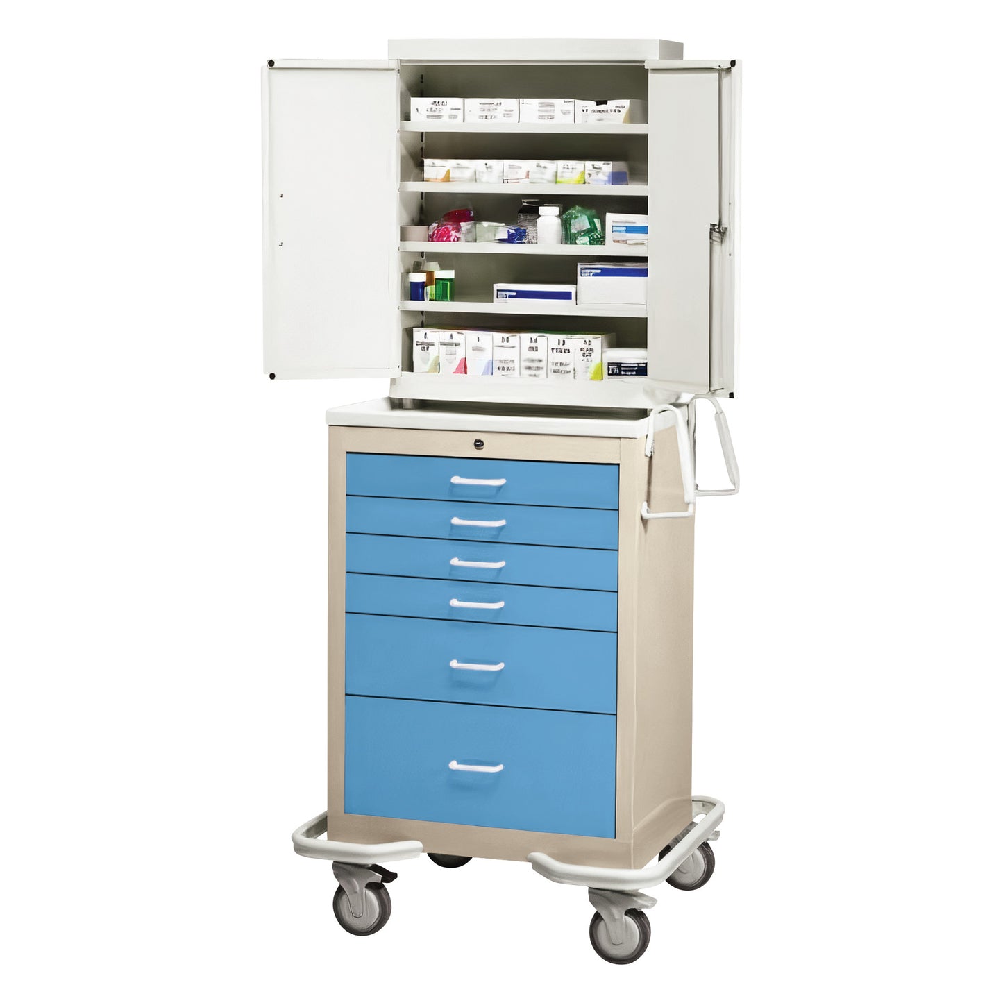 Standard Series 6-Drawer Suture Cart, Key Lock, Two-Tone Slate Blue