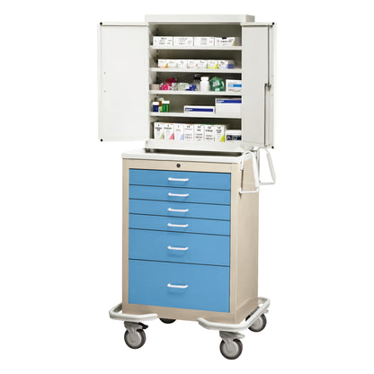 Standard Series 6-Drawer Suture Cart, Key Lock, Two-Tone Slate Blue