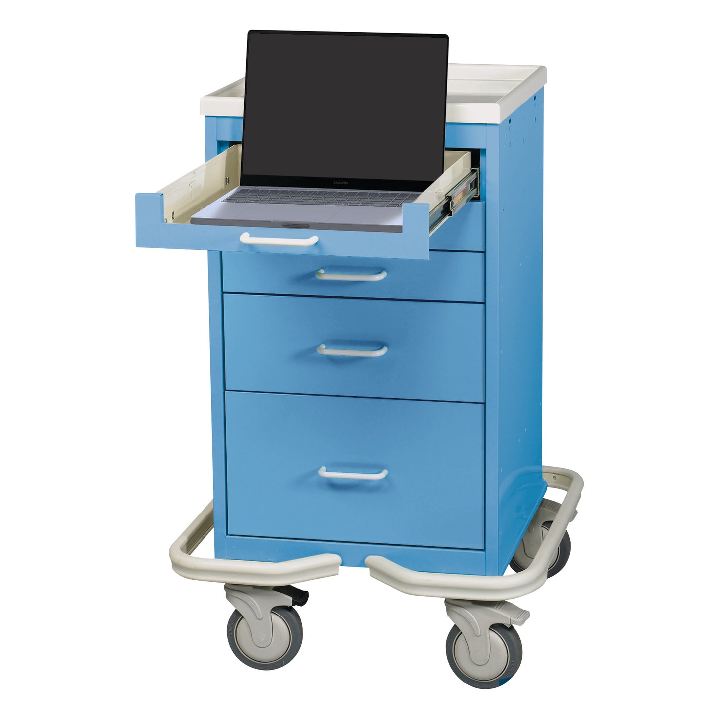 Mini Series 5-Drawer Computer Tower Cart, Solid Slate Blue