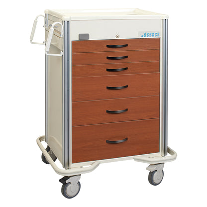 Select Series 6-Drawer Wood-Look Medical Cart, Proximity Lock, Two-Tone Cherry