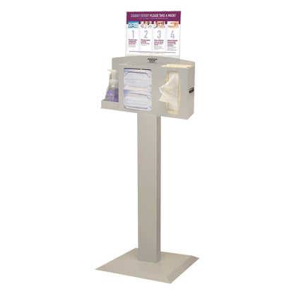 Basic Hygiene System, Stand, Hand Sanitizer Holder, Horizontal Sign, Beige Steel