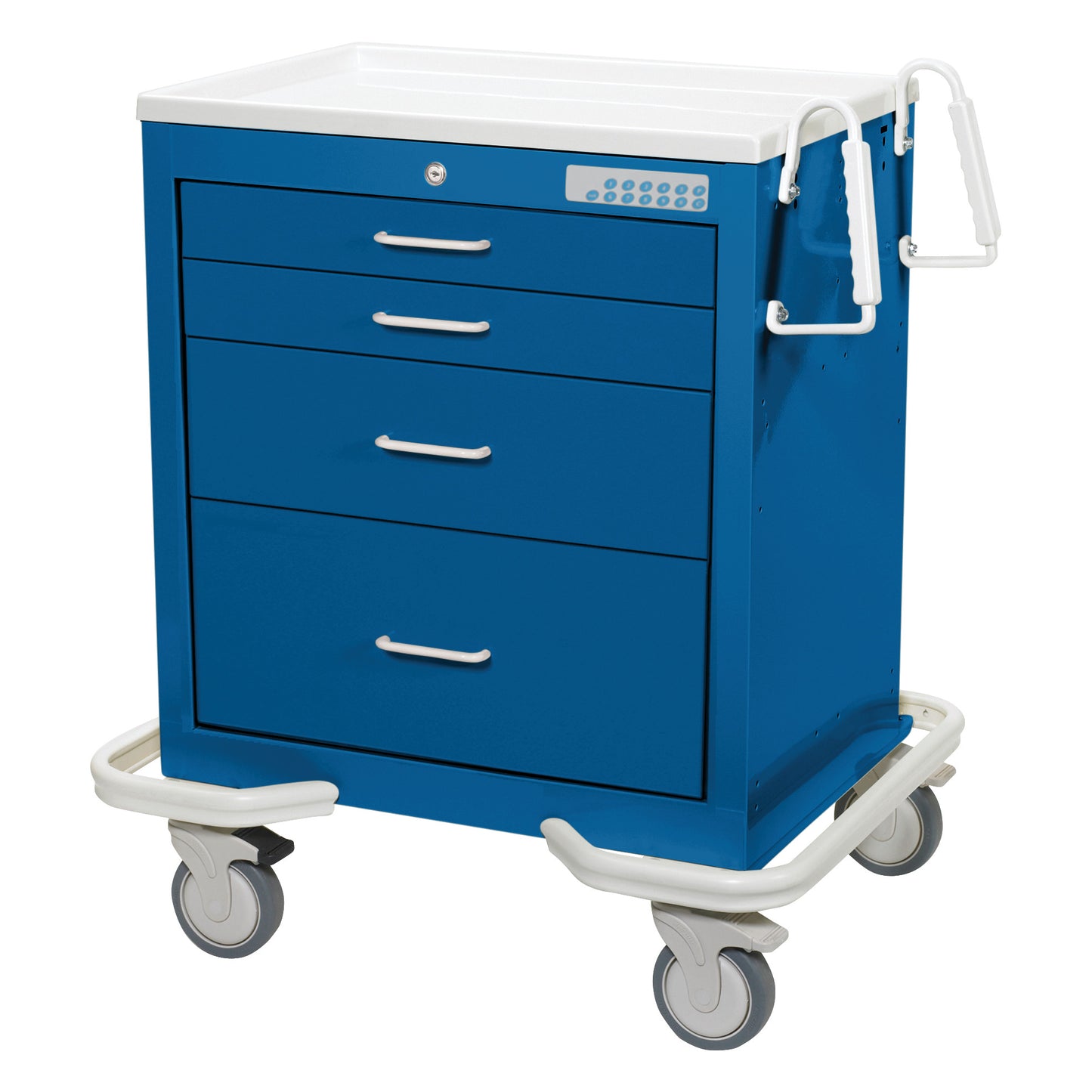 Standard Series 4-Drawer Anesthesia/Procedure Cart, Electronic Lock, Solid Dark Blue
