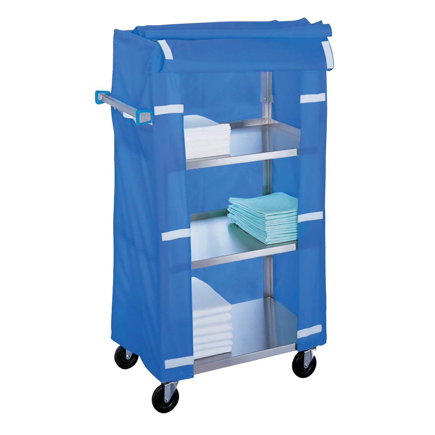 4-Shelf Stainless Steel Linen Cart and Cover, 200-lb. Capacity
