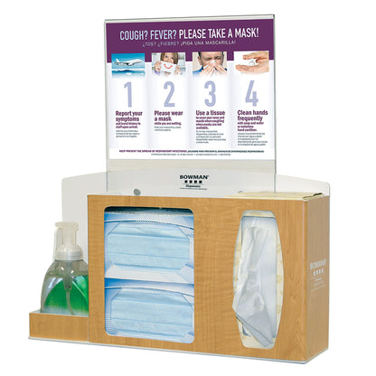 Basic Hygiene Center, Counter/Wall, Hand Sanitizer Holder, Horizontal Sign, Maple ABS
