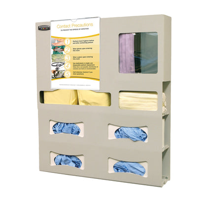 ADA-Compliant Isolation Station, 4"D, Quad-Glove, Single-Gown, Clip-On Sign, Beige ABS