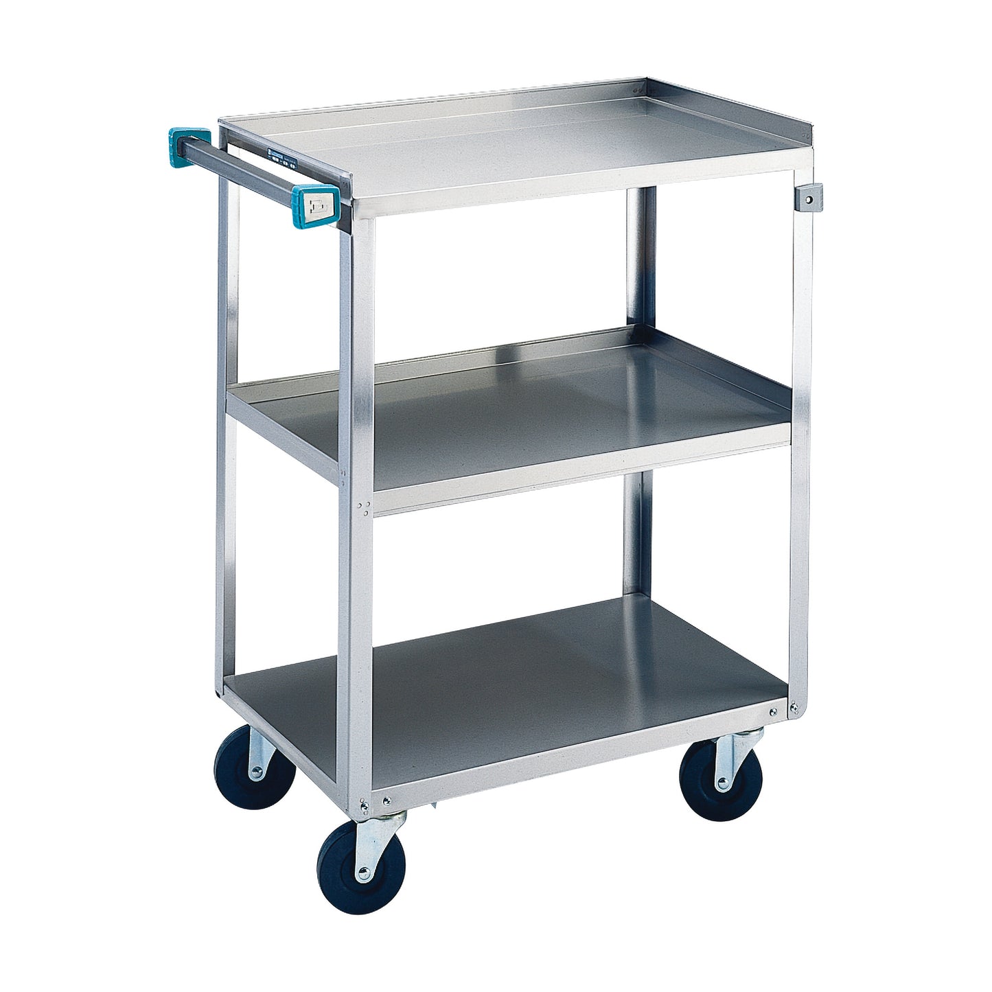 Utility Cart, Standard Duty, Stainless Steel, 3 Shelves, 27-1/2"W x 32-1/8"H x 16-1/4"D, 300-lb. Cap.