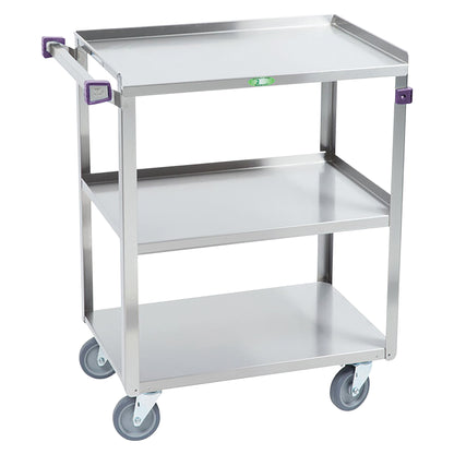 Utility Cart, Medium Duty, Stainless Steel, 3 Shelves, 31"W x 32"H x 19"D, 4" Casters, 500-lb. Capacity